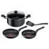 TEFAL Batterie De Cuisine B459S584 (5 Pièces) Noir